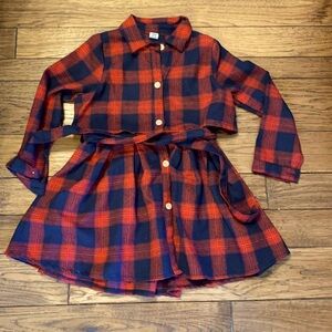 European red and black plaid  size 9-10  dress